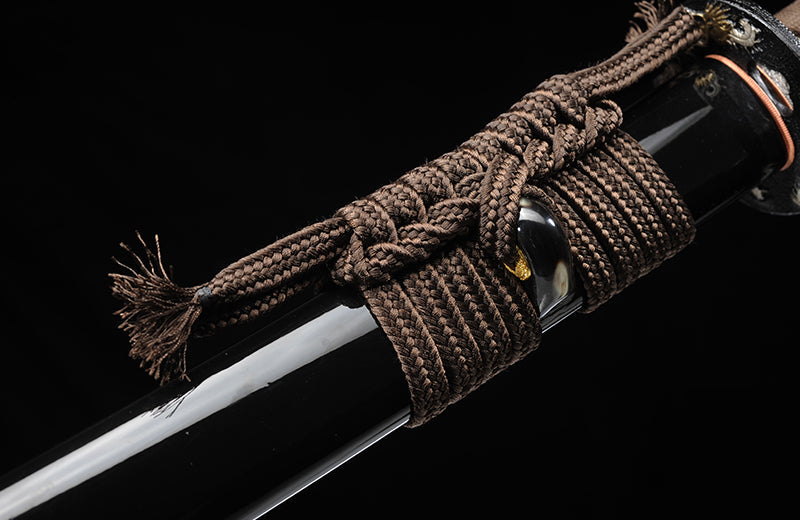 Hand Forged Katana Folded Steel Real Hamon Katana Brown Wrap