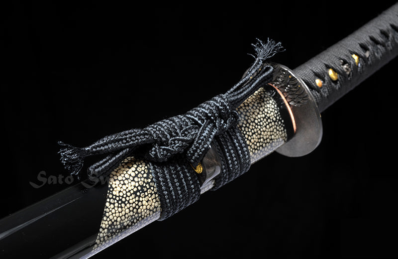 Clay-Tempered Folded Damascus Wakizashi with Hand-Forged Scabbard