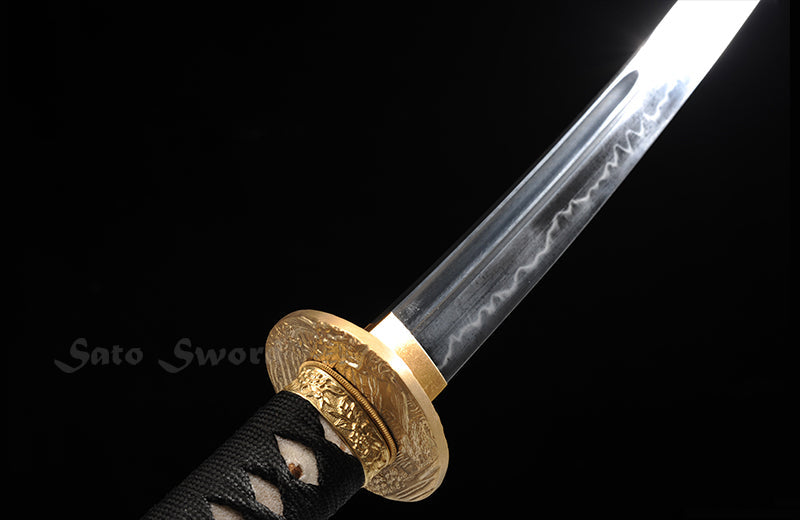 Hand Forged Wakizashi Clay-Tempered Rosewood Saya Medium Size