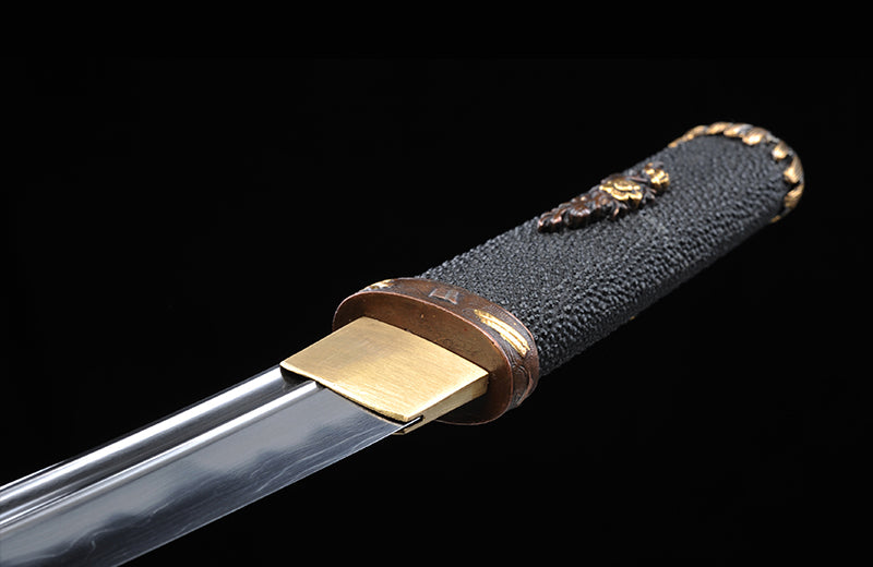 Carbon Steel Short Katana with Genuine Hamon & Premium Scabbard