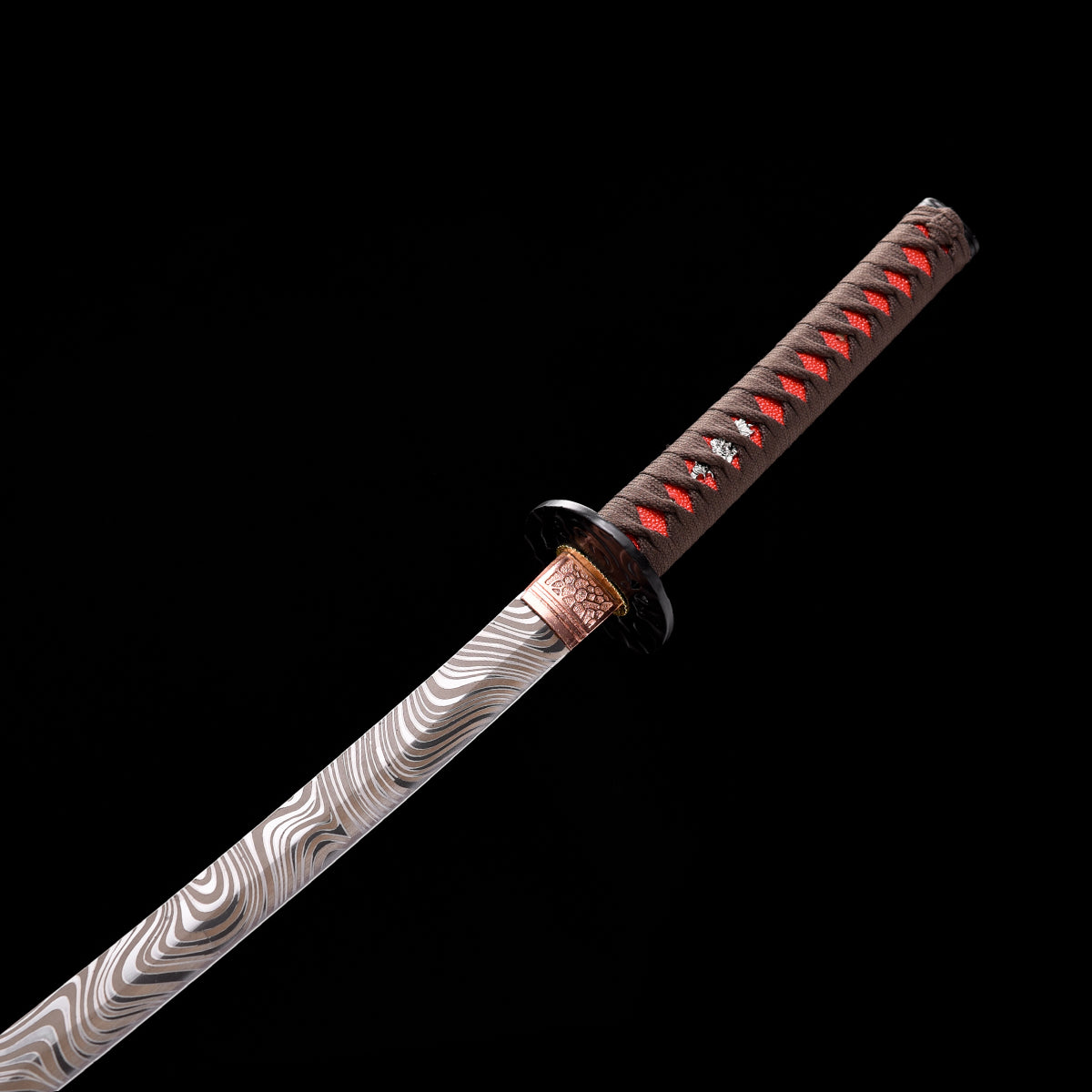 Hand Forged Manganese Steel Engraving Pattern Brown Katana