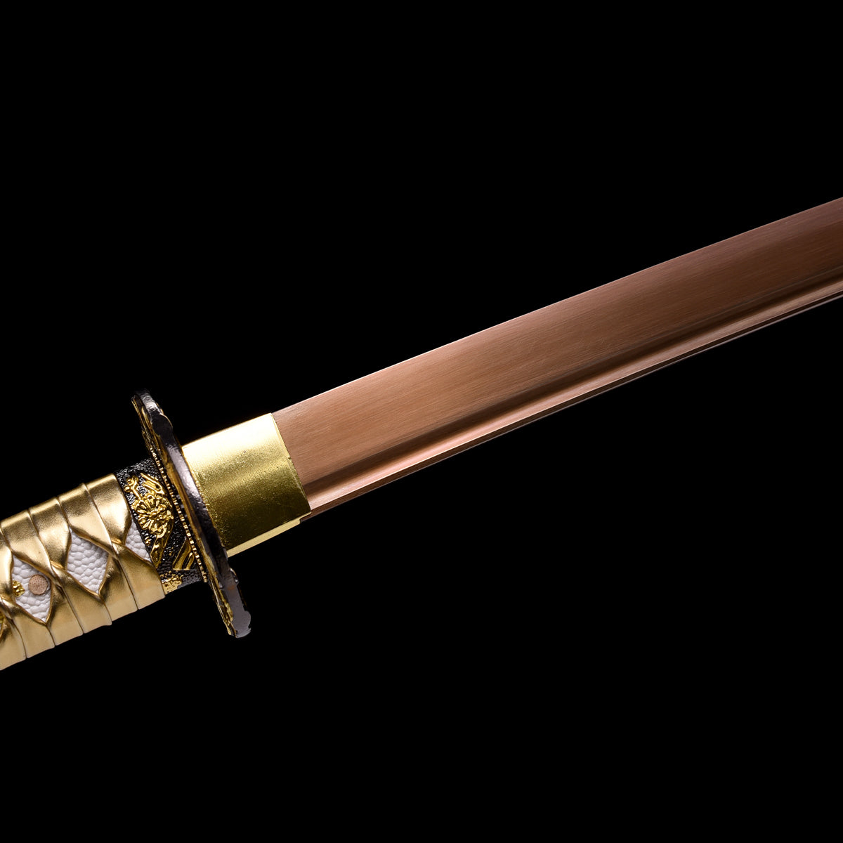 High-Carbon steel Hand-Forged Golden Katana with Bamboo Leaf Tsuba