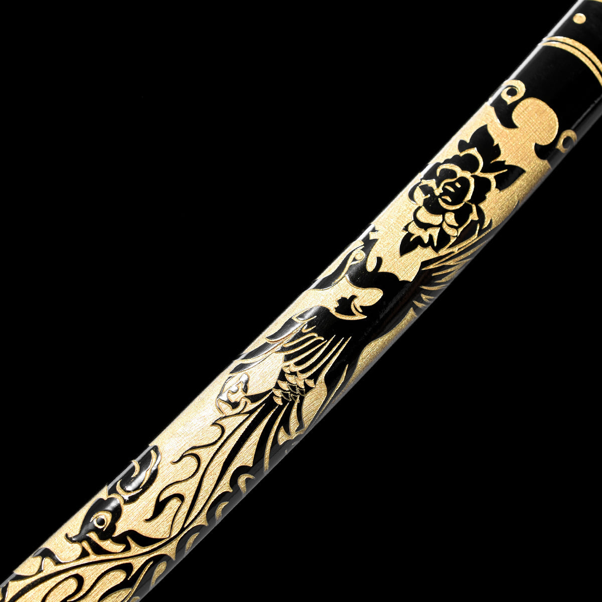 Clay-Tempered High-Carbon Katana with Engraved Scabbard