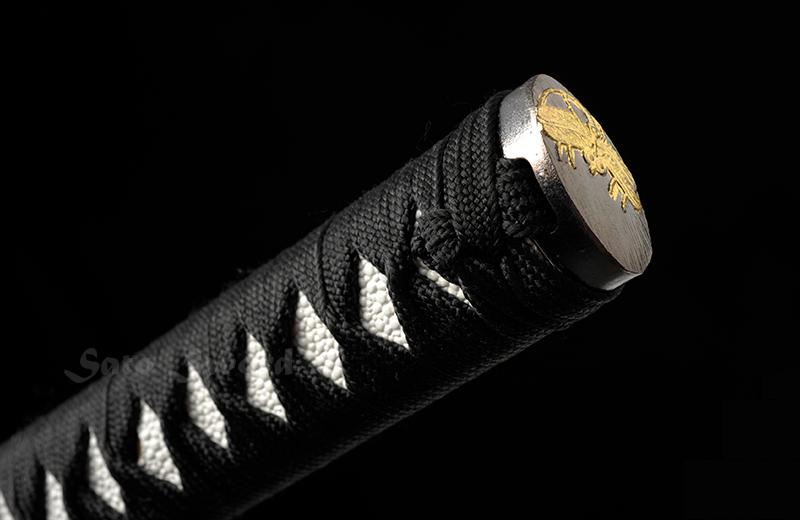 Hand Forged Katana Classic Dragonfly Tsuba Black Scabbard