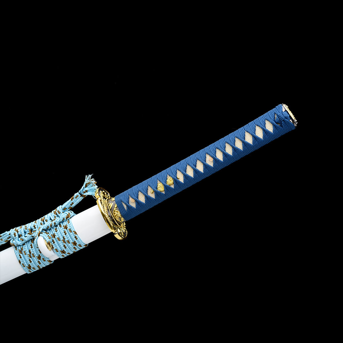 Hand Forged Carbon Steel Blue Blade Katana With Full Tang Blue Wrap