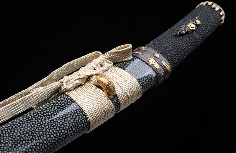 Carbon Steel Short Katana with Genuine Hamon & Premium Scabbard