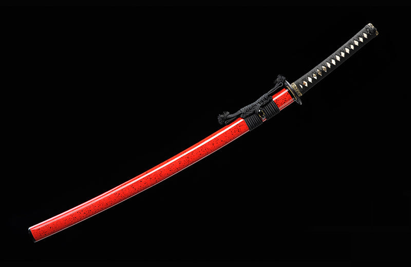 Clay Tempered and High Carbon Steel Katana With Red Scabbard