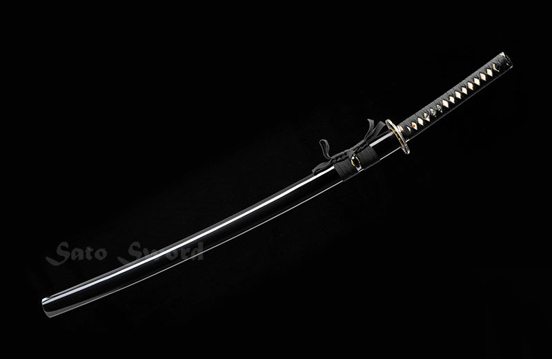 Traditional Clay Tempered Hand Forged Katana Black Scabbard