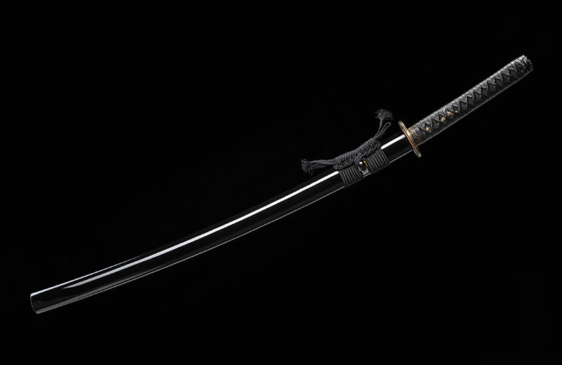 Hand Forged Carbon Steel Katana- Clay-Tempered Tsume Leather Swrap