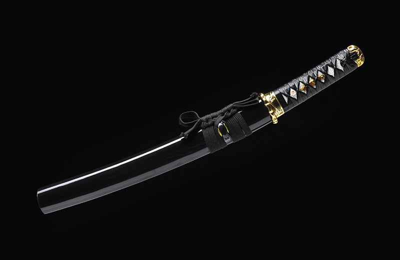 Hand Forged Short Size Katana,High Carbon Steel Golden Bamboo