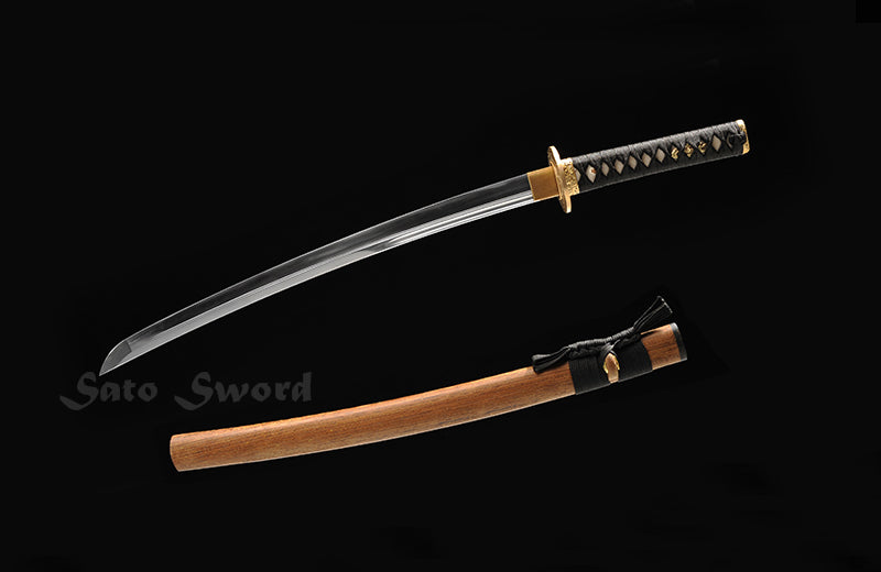 Hand Forged Wakizashi Clay-Tempered Rosewood Saya Medium Size