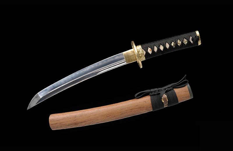 Rosewood Scabbard Short Katana: Hand-Forged, Real Hamon, Full Tang