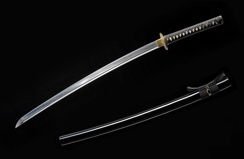 Hand-Forged Full Tang Black Katana with Real Hamon, Clay Tempered