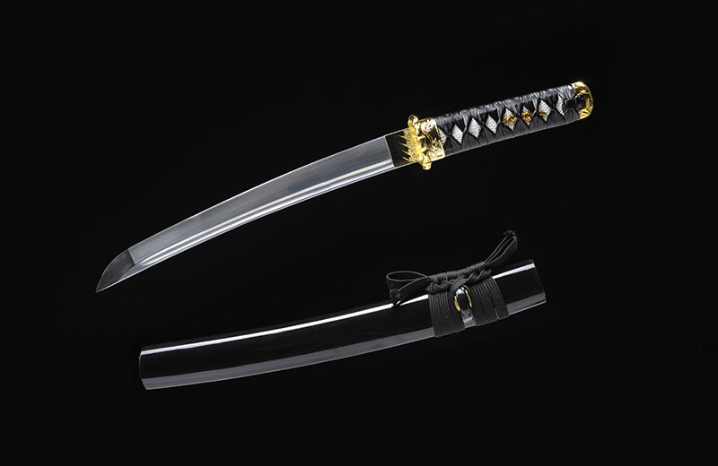 Hand Forged Short Size Katana,High Carbon Steel Golden Bamboo