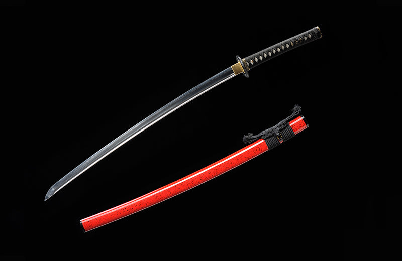 Clay Tempered and High Carbon Steel Katana With Red Scabbard