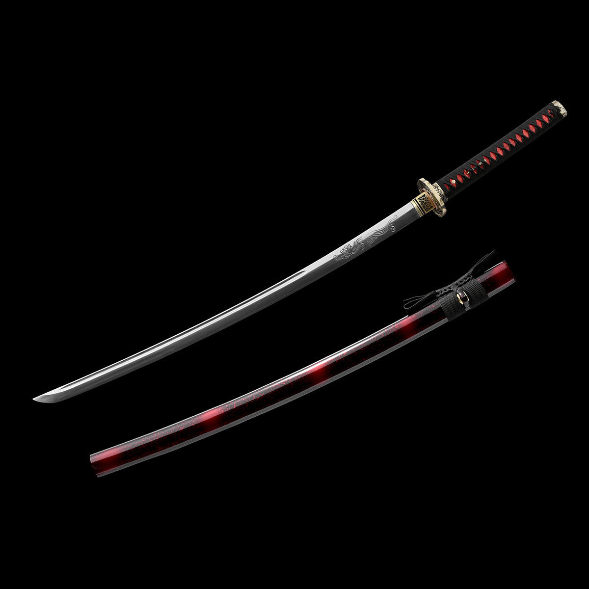 Real Katana with Hand-Forged Manganese Steel Blade & Tiger Tsuba