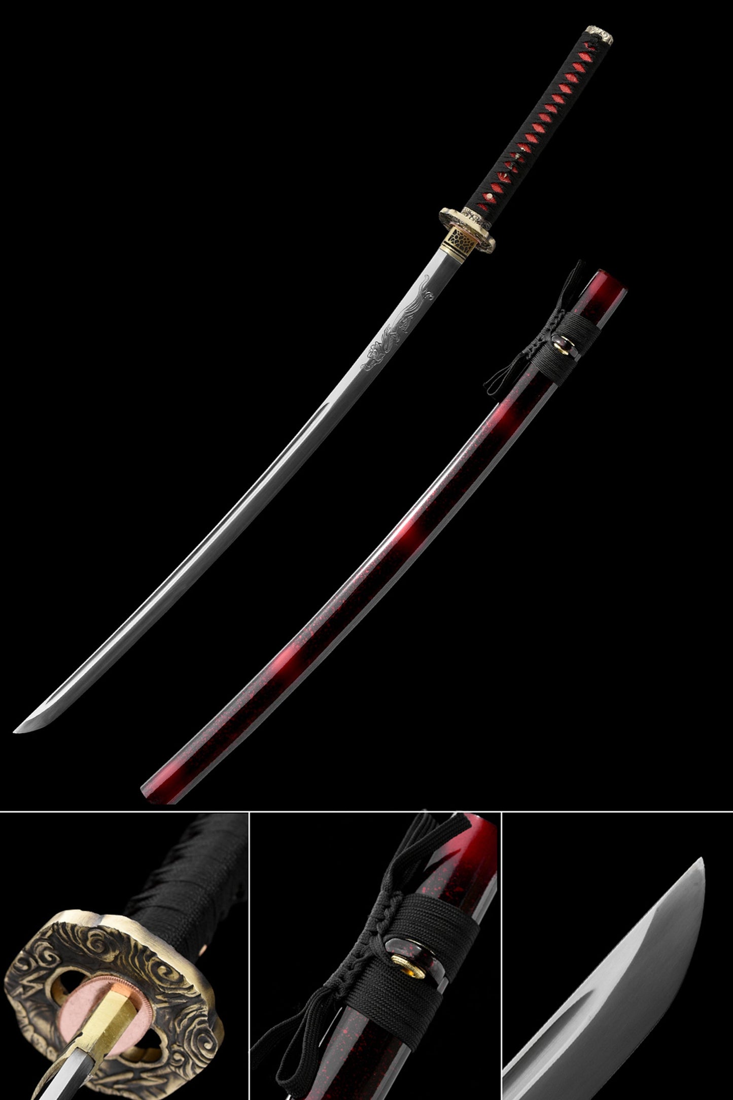 Real Katana with Hand-Forged Manganese Steel Blade & Tiger Tsuba