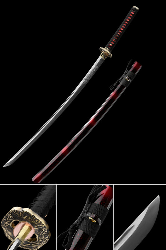 Real Katana with Hand-Forged Manganese Steel Blade & Tiger Tsuba