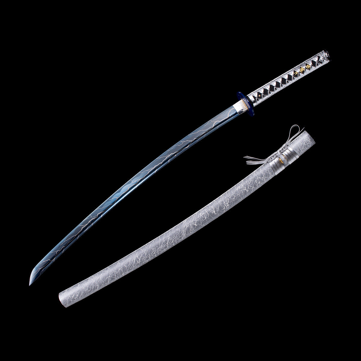 Hand Forged Katana,White Silvery Katana Scabbard Full Tang