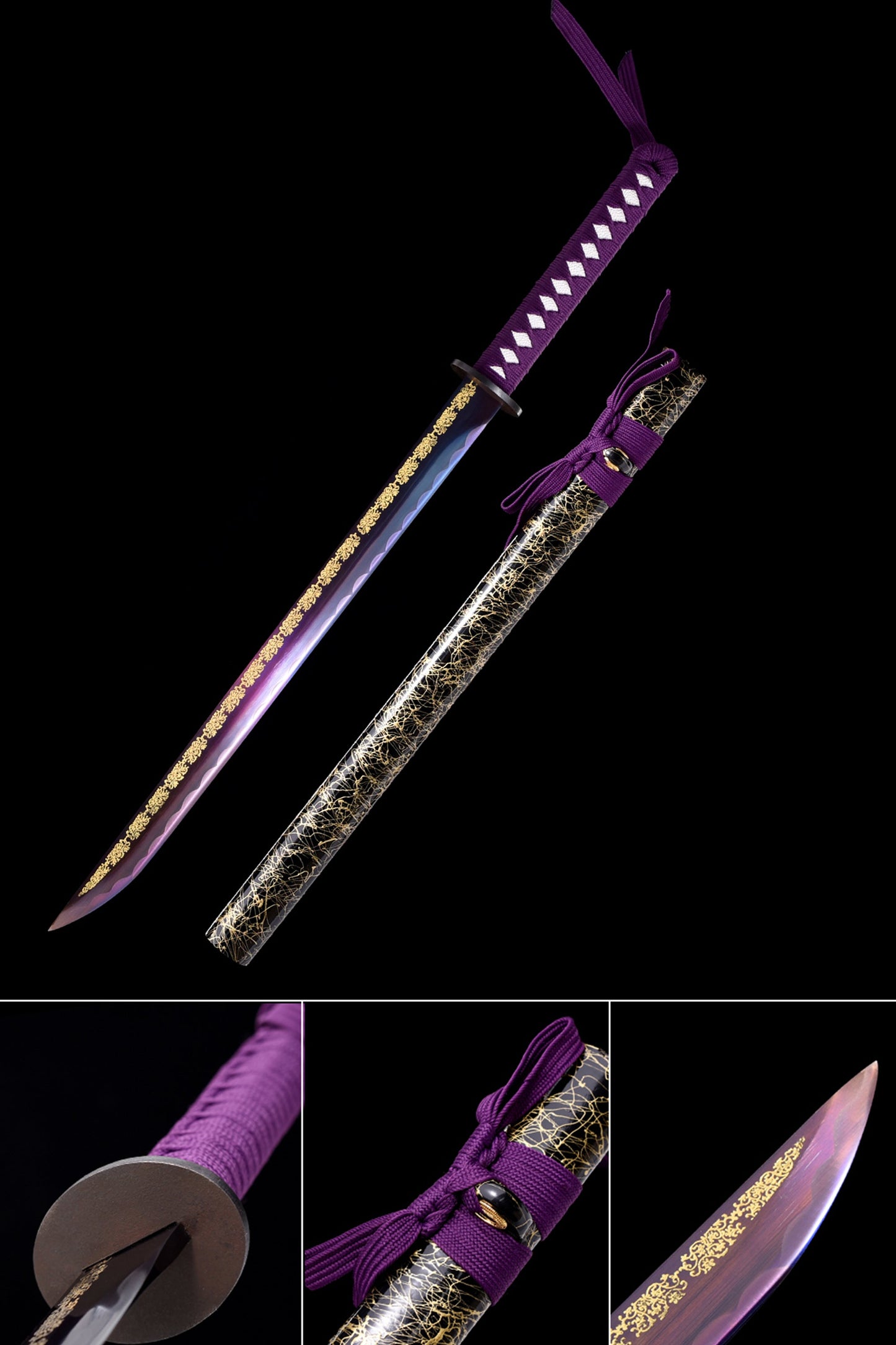 Hand Forged Purple Treated Chokuto Ninjato Ninja Straight Katana