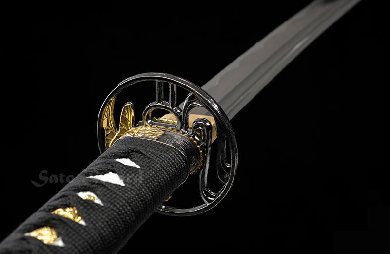 Hand Forged Katana Classic Dragonfly Tsuba Black Scabbard