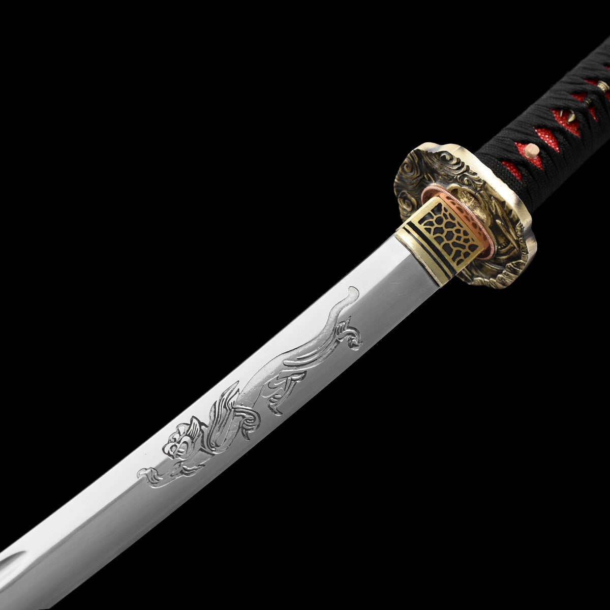 Real Katana with Hand-Forged Manganese Steel Blade & Tiger Tsuba