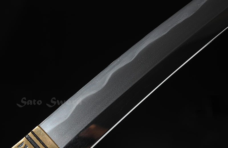 Hand Forged Short Size Katana, Damasus Steel With Clay-Tempered