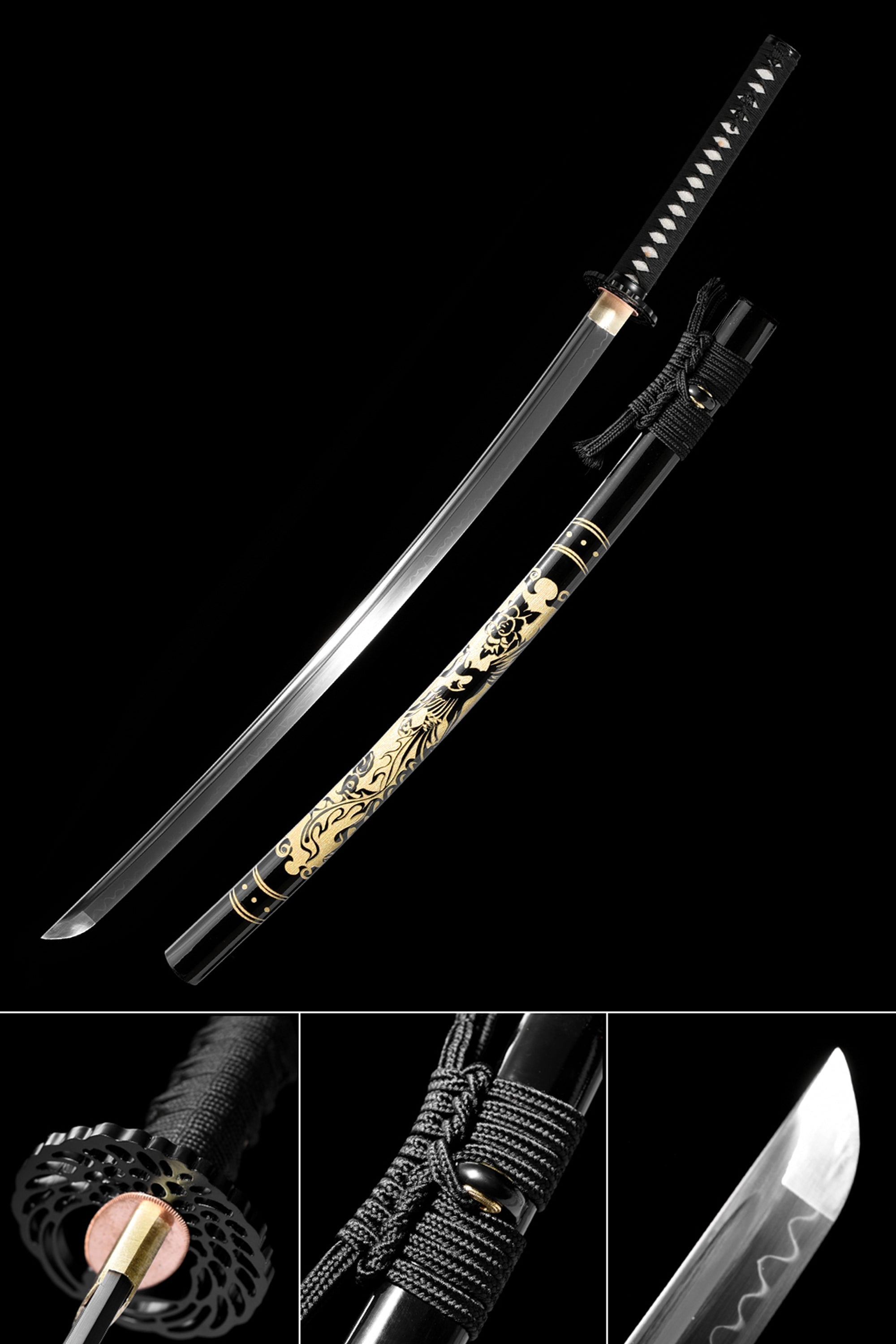 Clay-Tempered High-Carbon Katana with Engraved Scabbard – Swordsuk ...