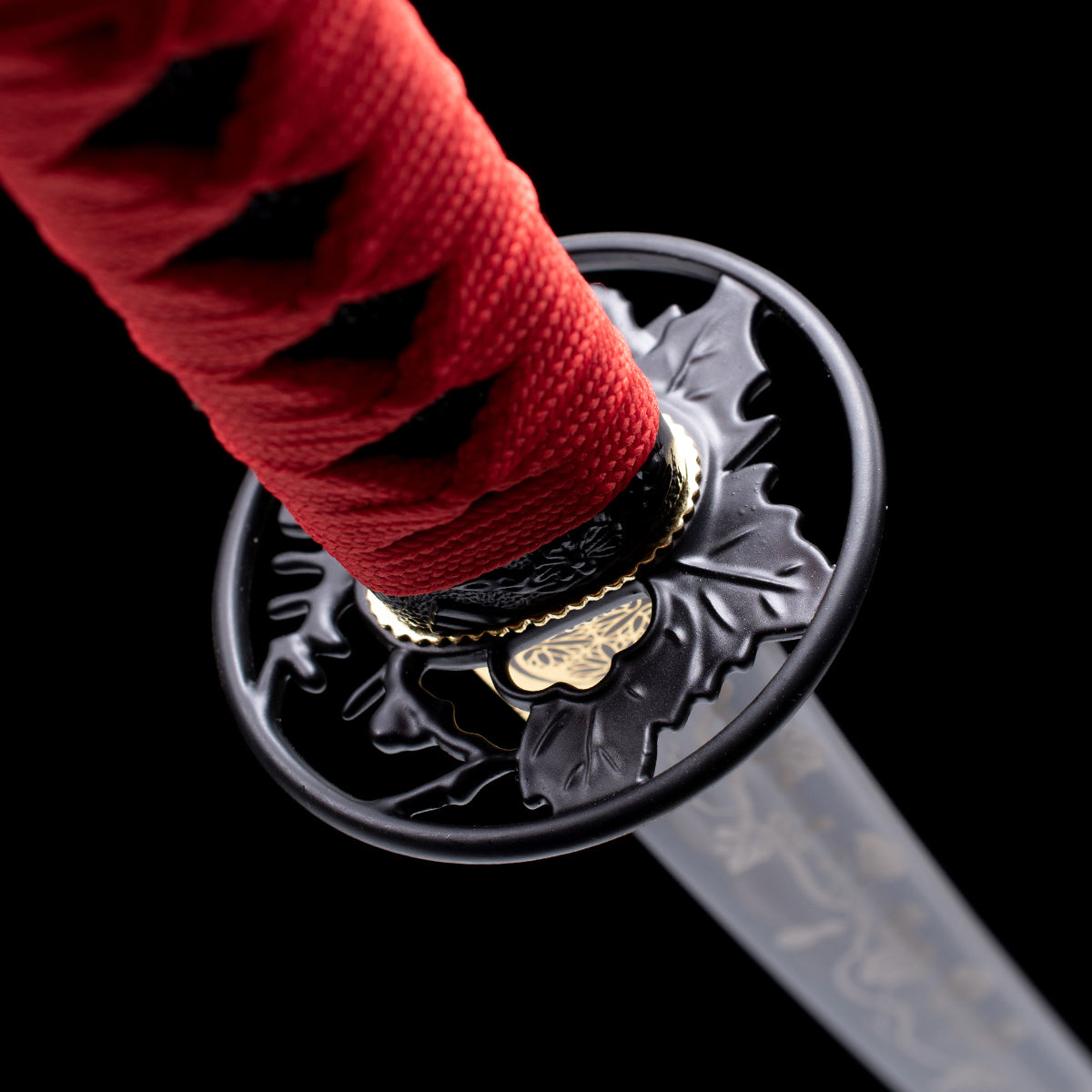 Hand Forged Katana,Real Katana Engraving Design Black Blade