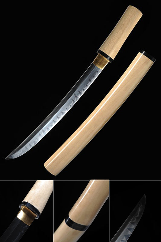 Hand-Forged High-Carbon Clay-Tempered Short Shirasaya Sword