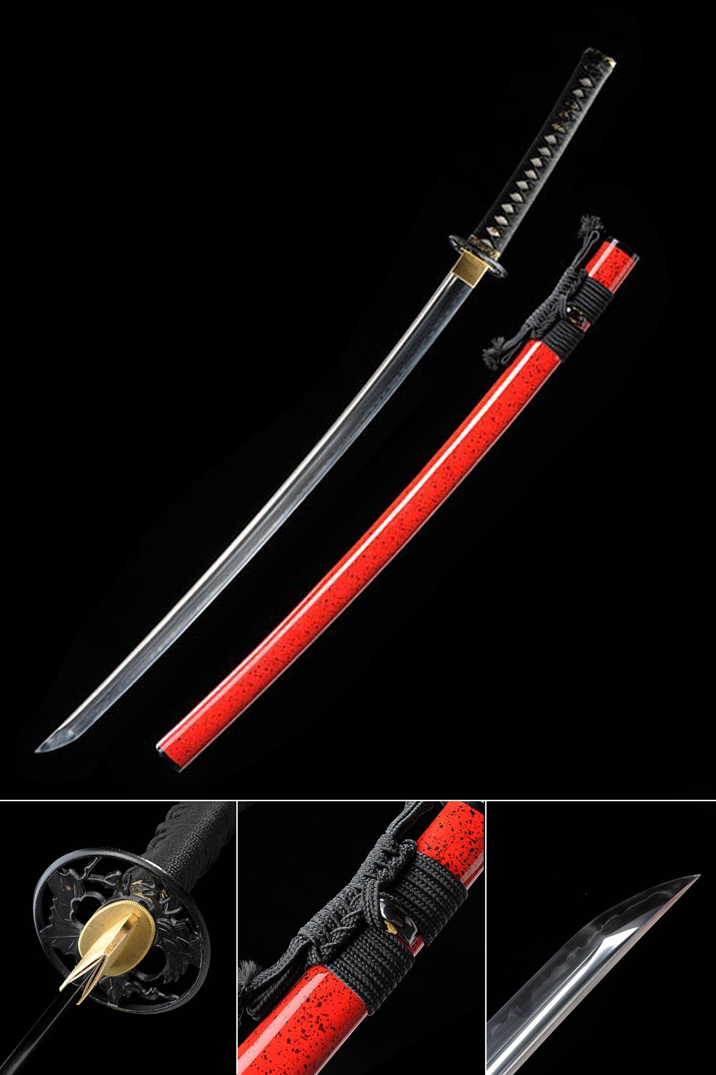 Clay Tempered and High Carbon Steel Katana With Red Scabbard