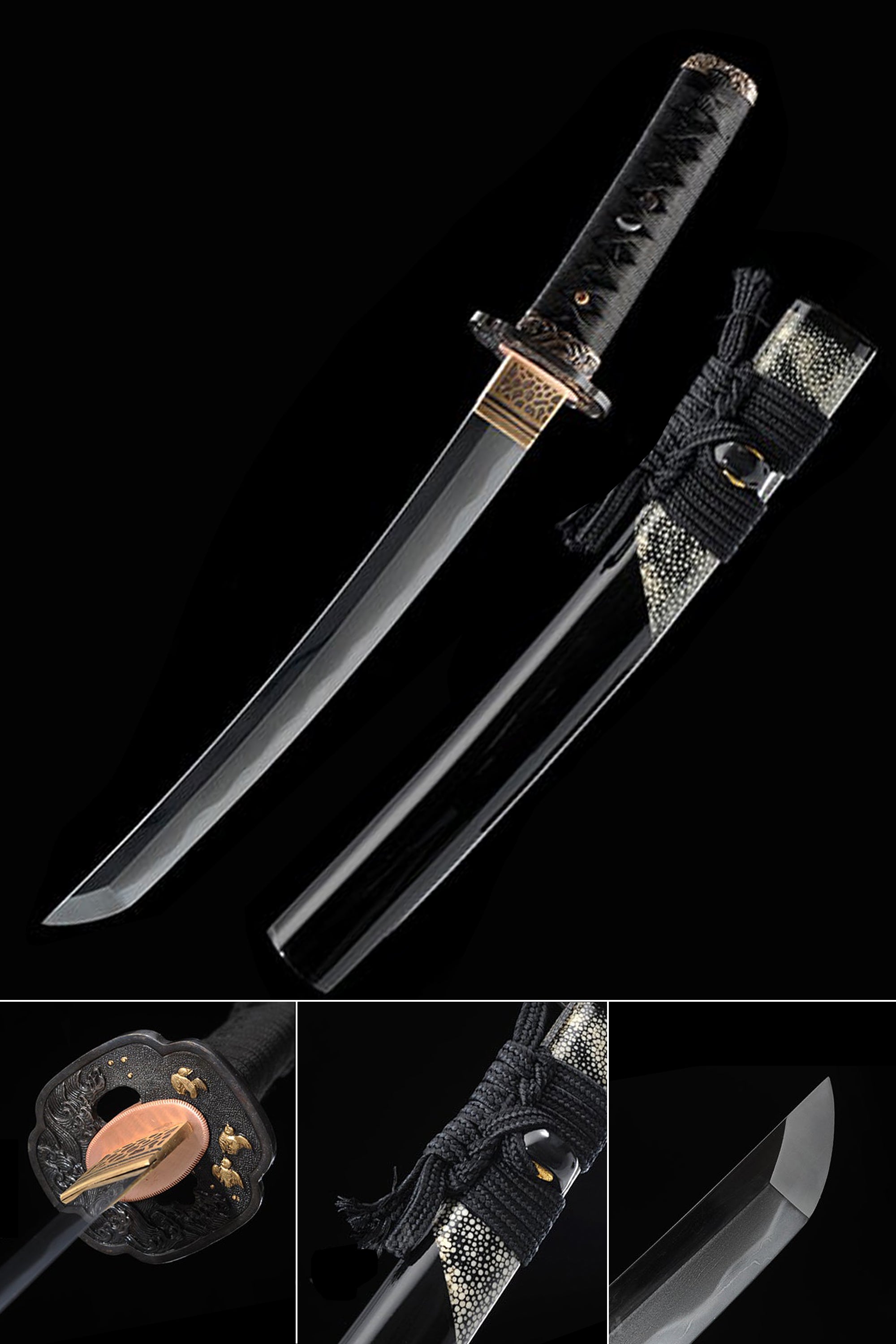 Hand Forged Short Size Katana, Damasus Steel With Clay-Tempered ...