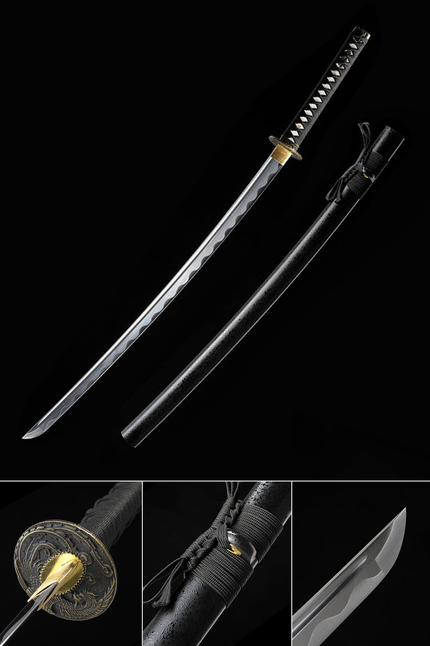 Traditional Hand Forged Katana With Black Scabbard