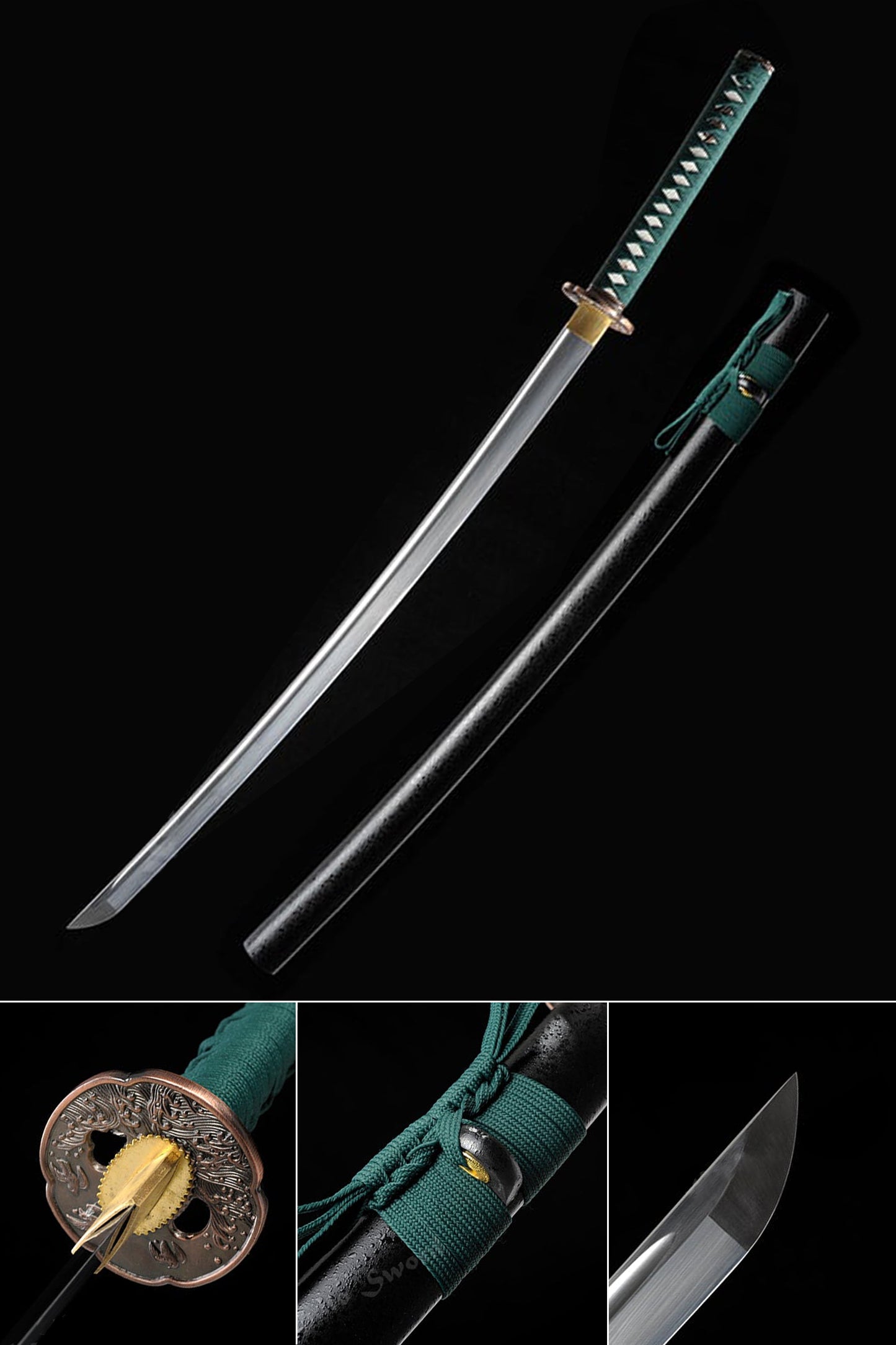 Fully Hand Forged Katana,Real Katana With Waves Tsuba