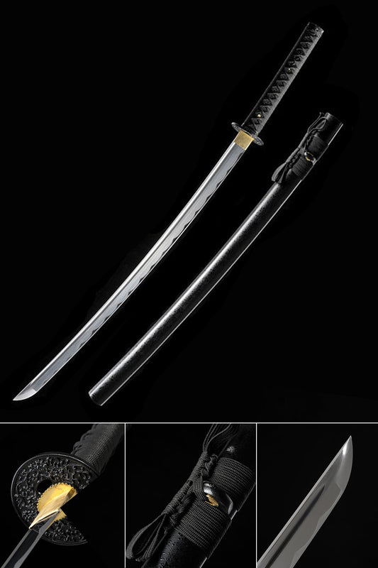 Hand Forged Katana High Carbon Steel Practice With Black Scabbard