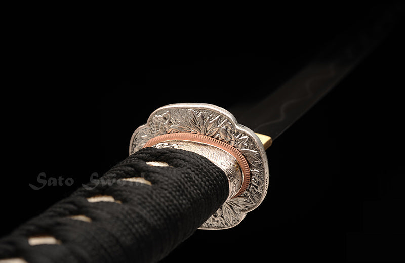 Traditional Hand Forged Katana Folded Steel Clay Tempered Silvery