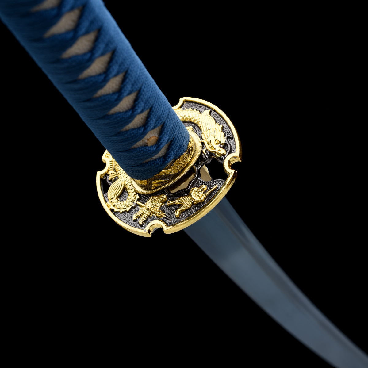 Hand Forged Carbon Steel Blue Blade Katana With Full Tang Blue Wrap