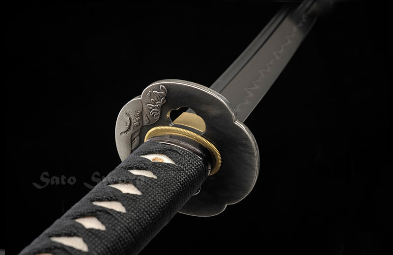 Traditional Clay Tempered Hand Forged Katana Black Scabbard