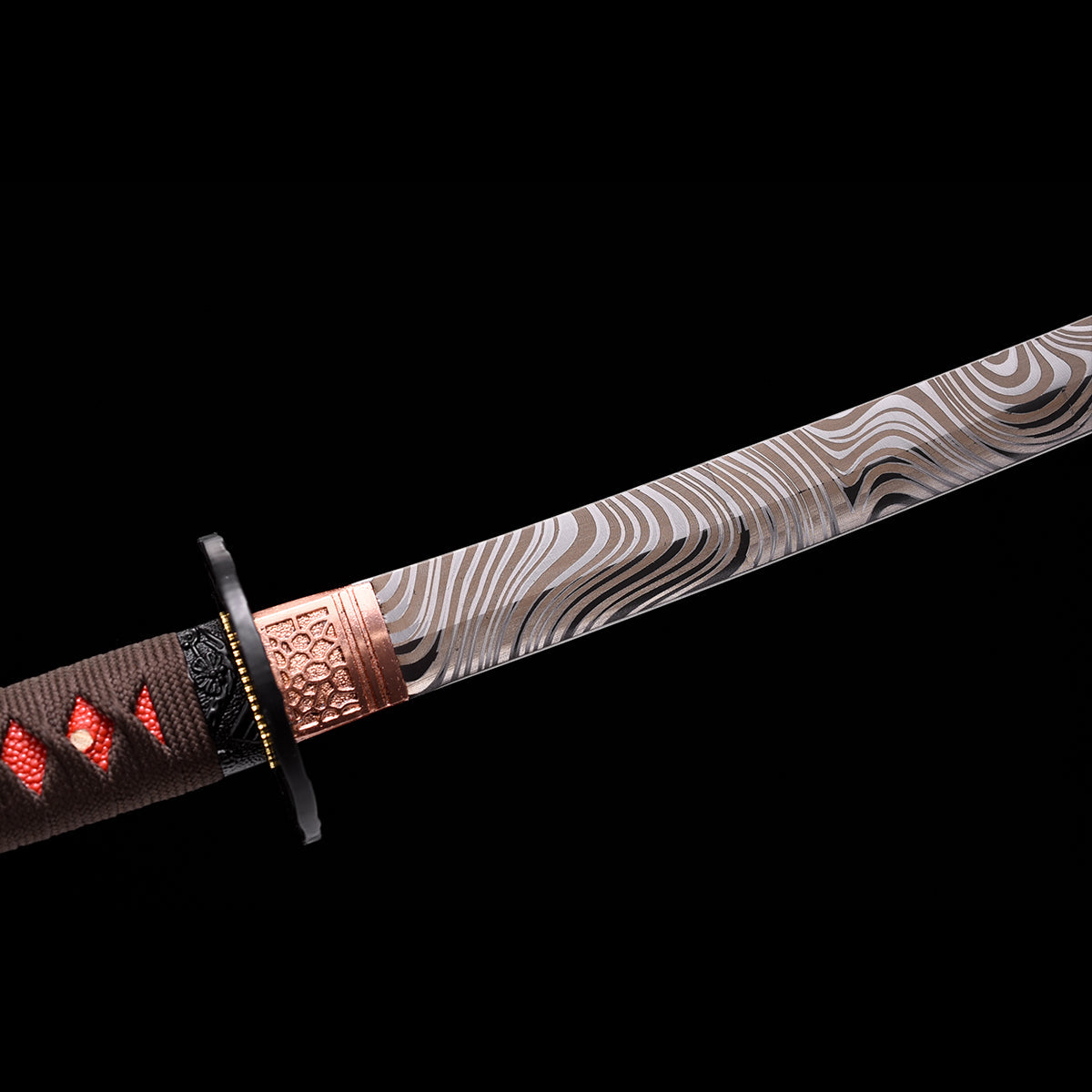 Hand Forged Manganese Steel Engraving Pattern Brown Katana