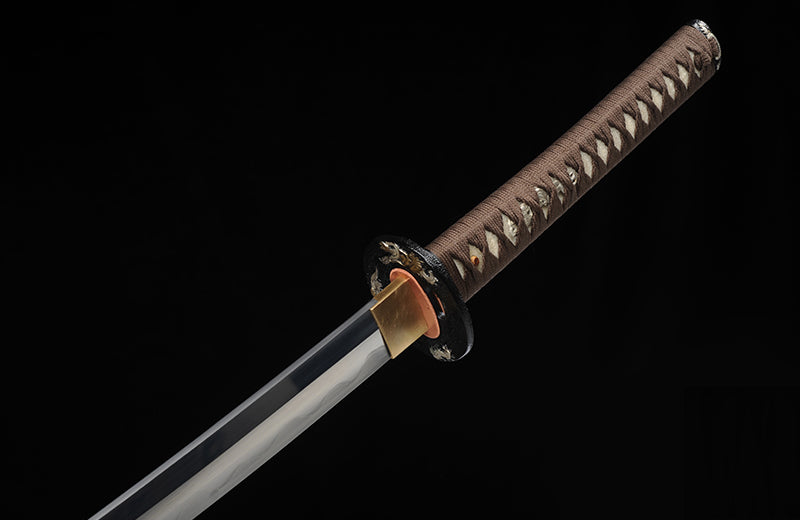 Hand Forged Katana Folded Steel Real Hamon Katana Brown Wrap