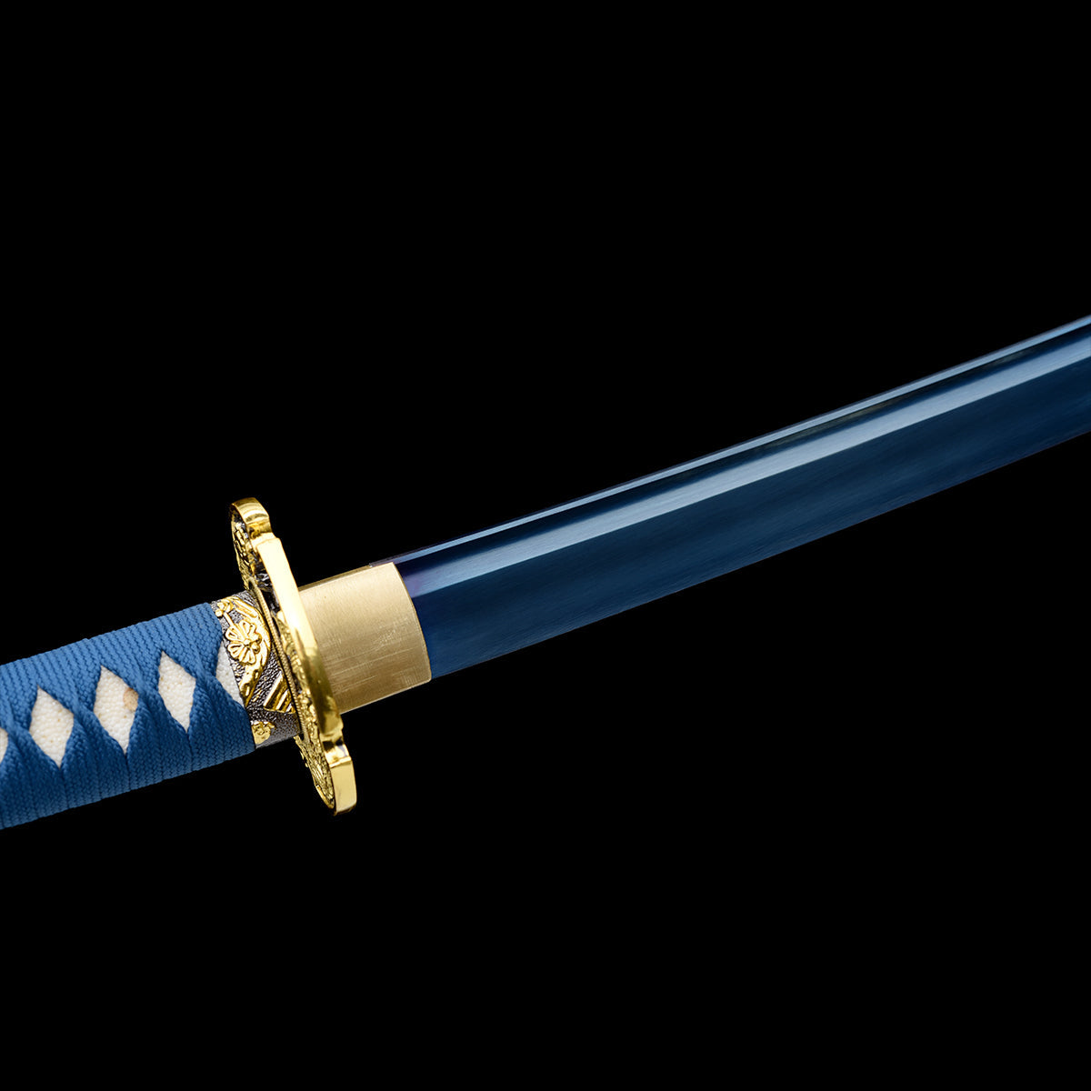 Hand Forged Carbon Steel Blue Blade Katana With Full Tang Blue Wrap