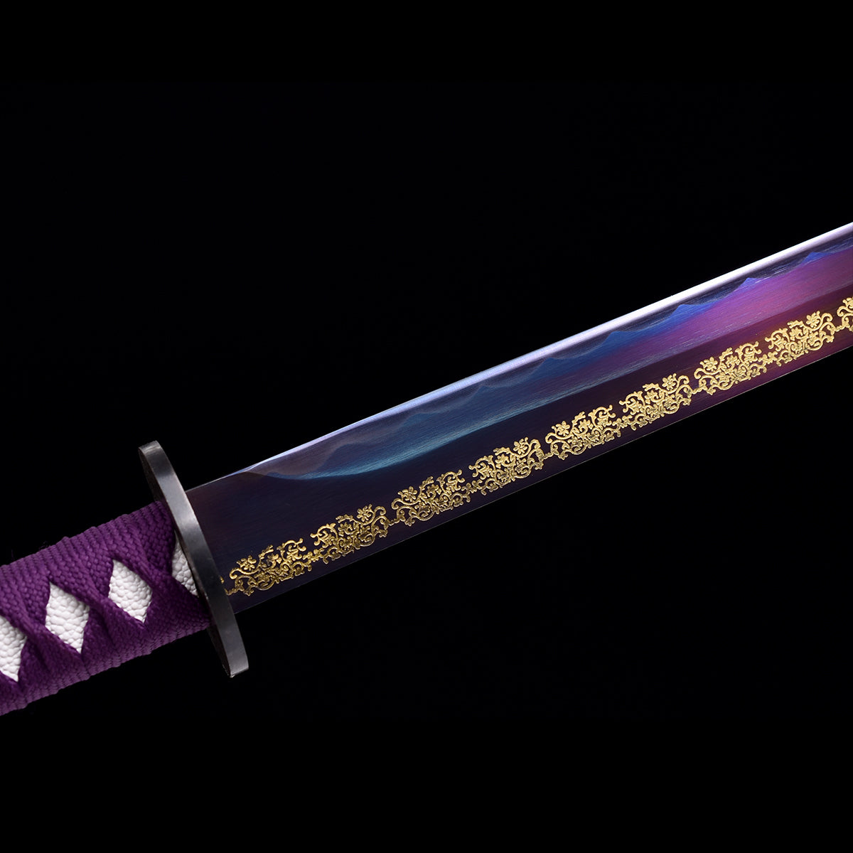 Hand Forged Purple Treated Chokuto Ninjato Ninja Straight Katana