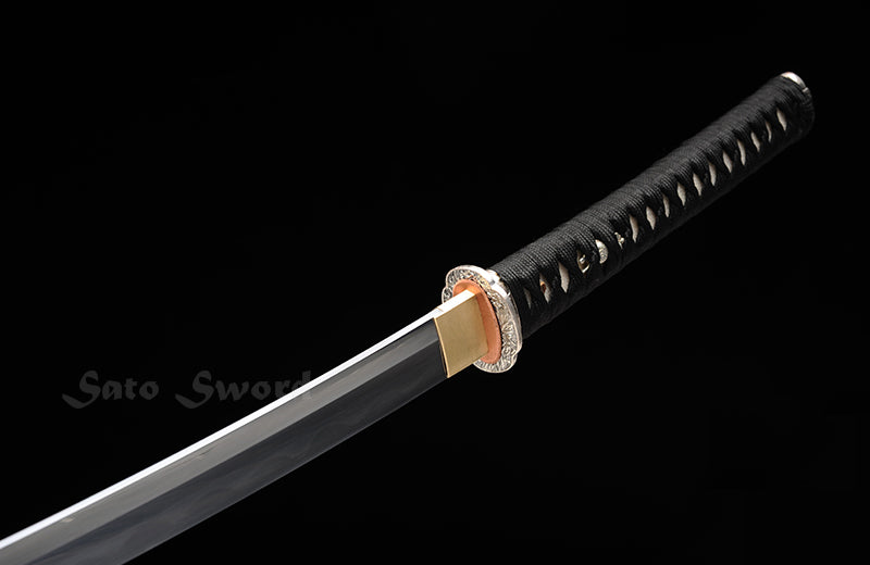 Traditional Hand Forged Katana Folded Steel Clay Tempered Silvery