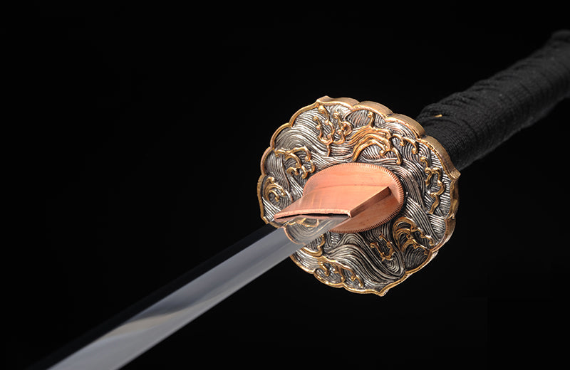 Hand Forged Straight Katana Classic Folded Steel With Clay Tempered