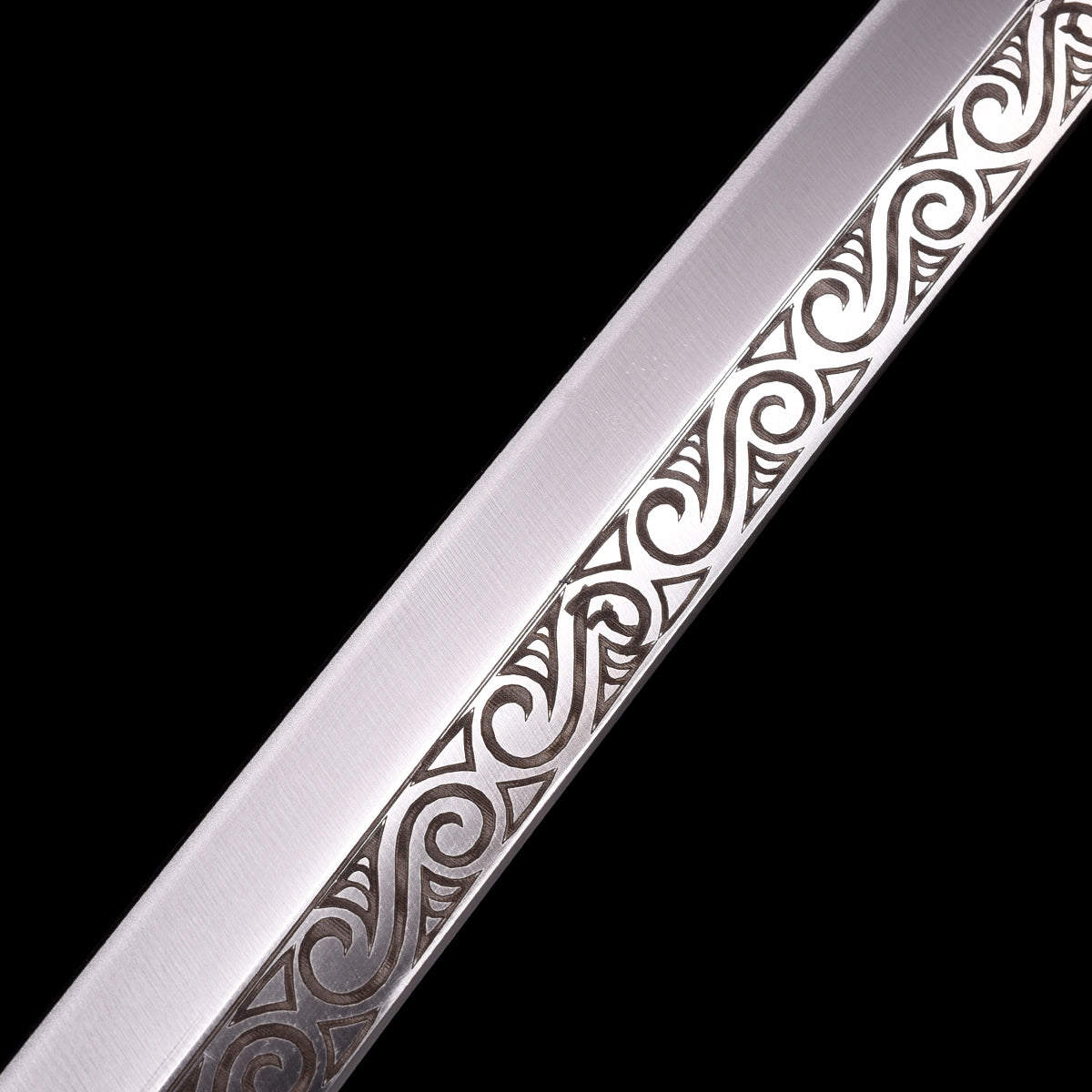 Hand Forged White Katana,Manganese Steel Engraving White Scabbard