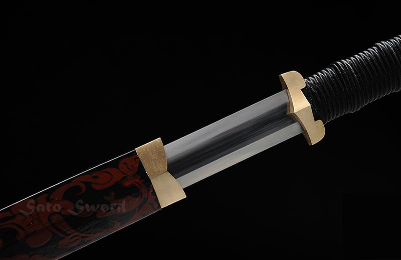 Chinese Han Dynasty Jian Sword with Full-Tang Damascus Folded Steel