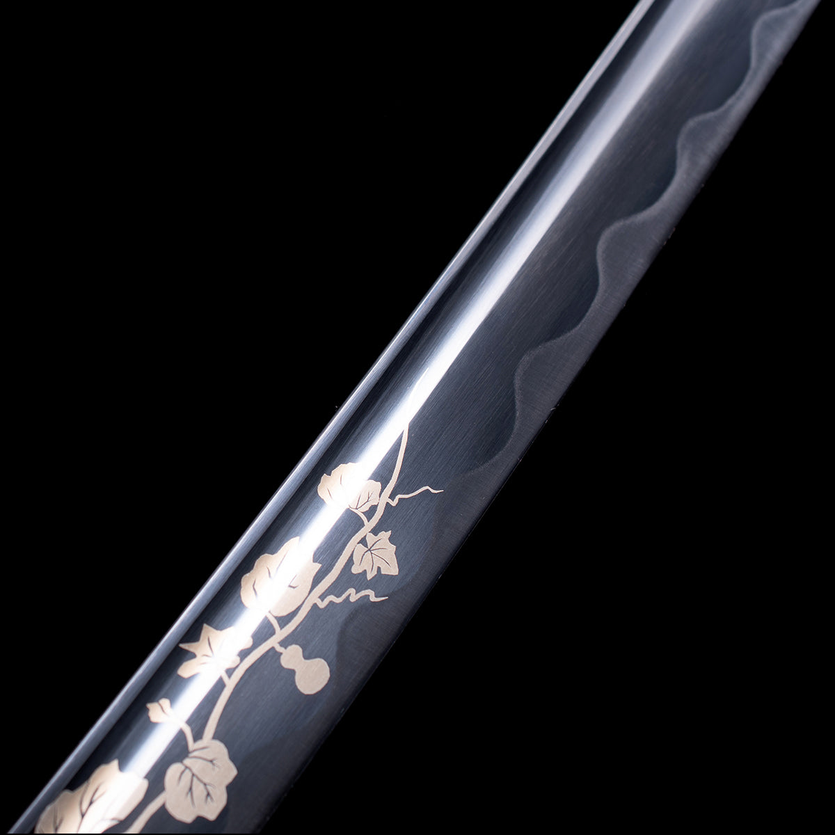 Hand Forged Katana,Real Katana Engraving Design Black Blade