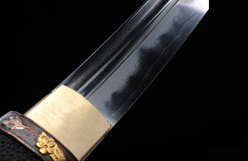 Carbon Steel Short Katana with Genuine Hamon & Premium Scabbard