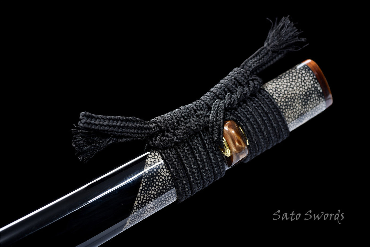 Hand Forged Katana Folded Steel Real Hamon Black Scabbard