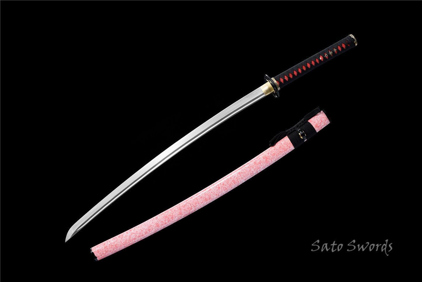 Hand-Forged Folded Steel Katana with Classic Pink Scabbard